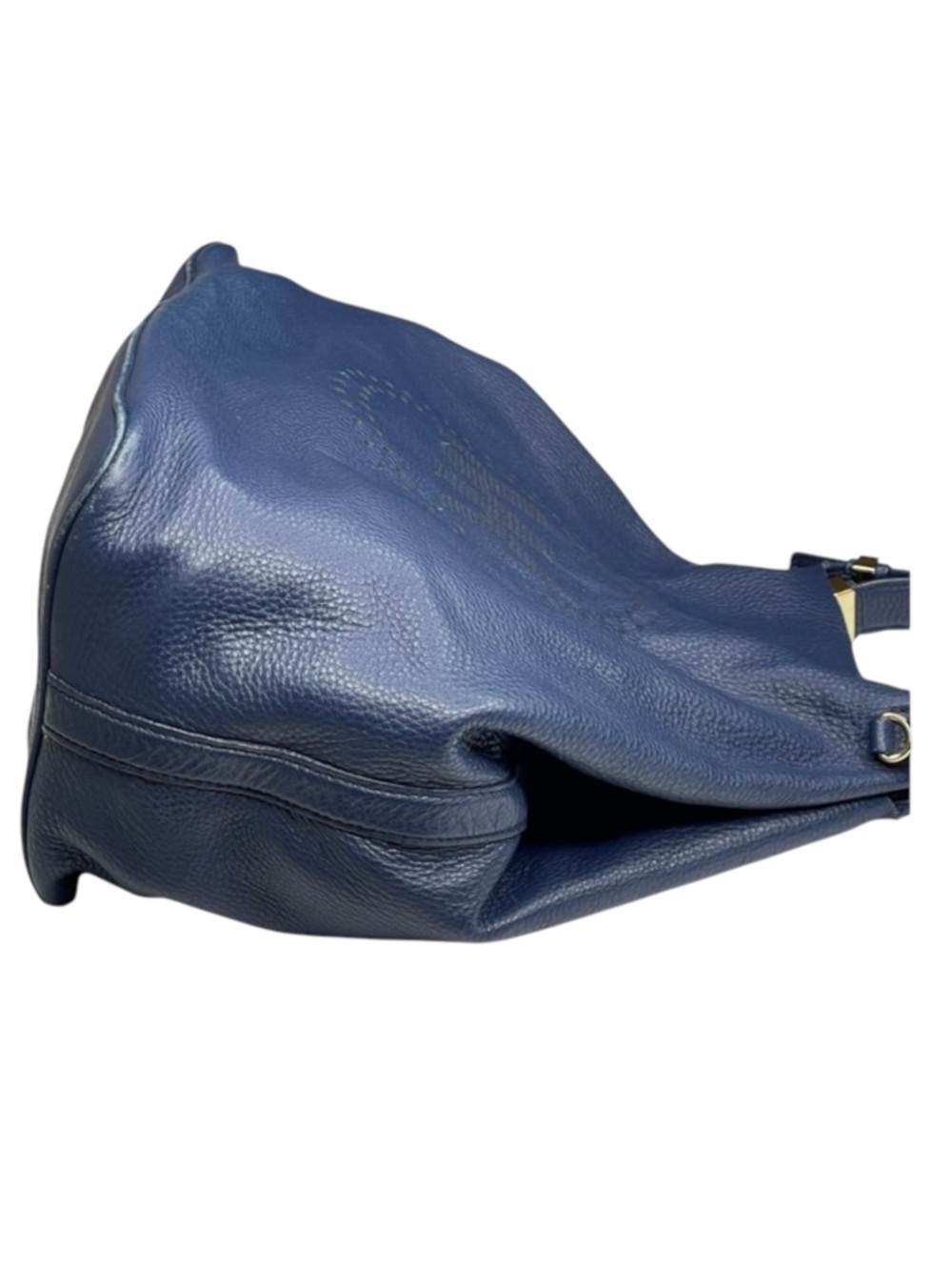 Michael Kors 𖦹 MK Perforated Logo Grab Bag Handbag 𖦹 Navy Pebbled Leather 𖦹 - Picture 3 of 16